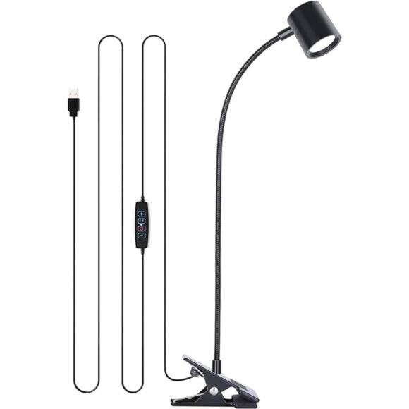 Desk Lamp,USB Clip On Light,3 Color Modes,10Brightness Levels,360° Gooseneck LED - Picture 1 of 7